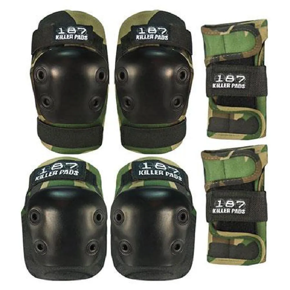 187 Killer Pads Jr. Six Pack Camo Knee/Elbow/Wrist Skateboard Set