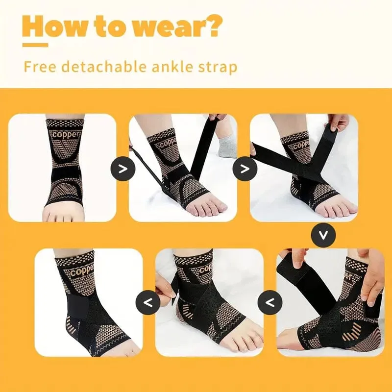 2-Pieces: Copper Adjustable Compression Ankle Guards