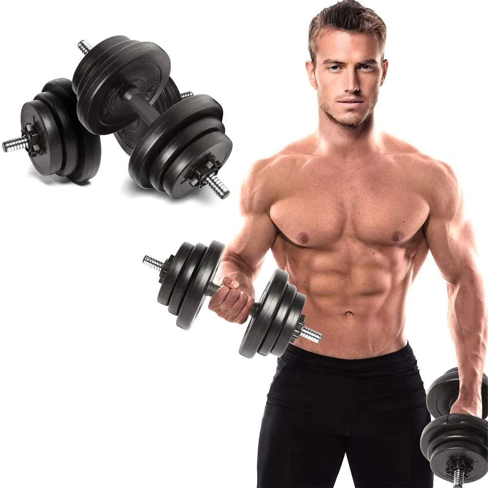 2 x 10Kg Adjustable Dumbbell Set With Plastic Handle