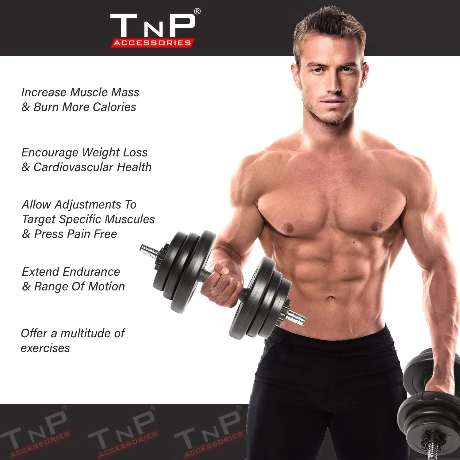 2 x 10Kg Adjustable Dumbbell Set With Plastic Handle