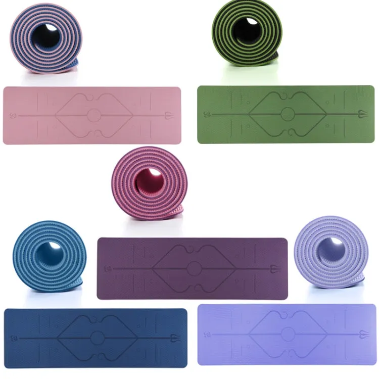 BSJ002 TPE Double Layer Two-Color Yoga Mat Fitness Mat with Body Line, Specification: 183 x 80 x 0.6cm(Violet   Shallow Purple)