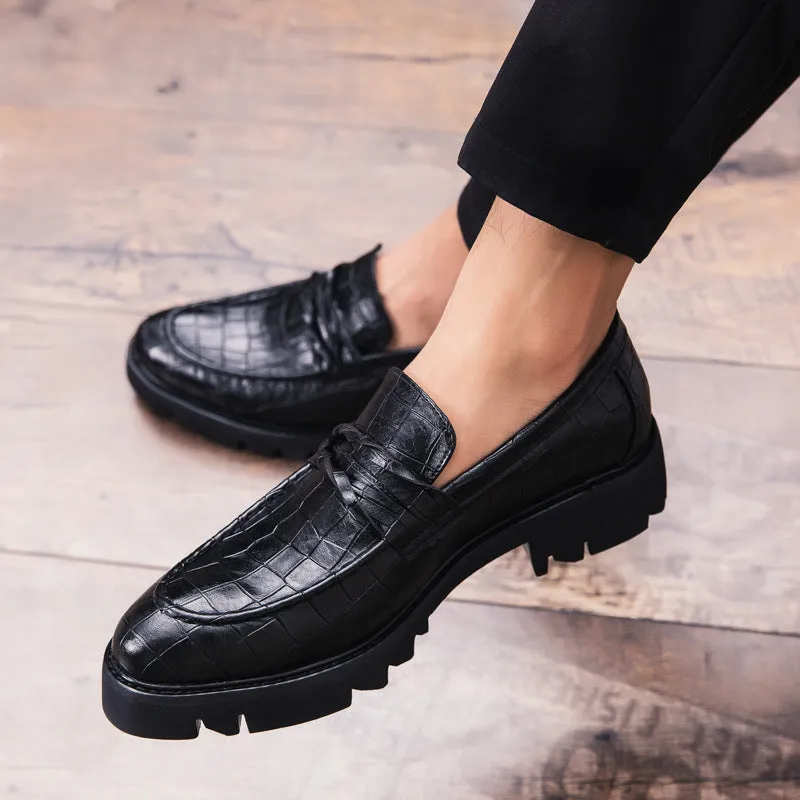 Crocodile Skin Look Thick Soles Men Loafer Shoes