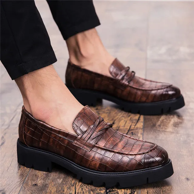 Crocodile Skin Look Thick Soles Men Loafer Shoes