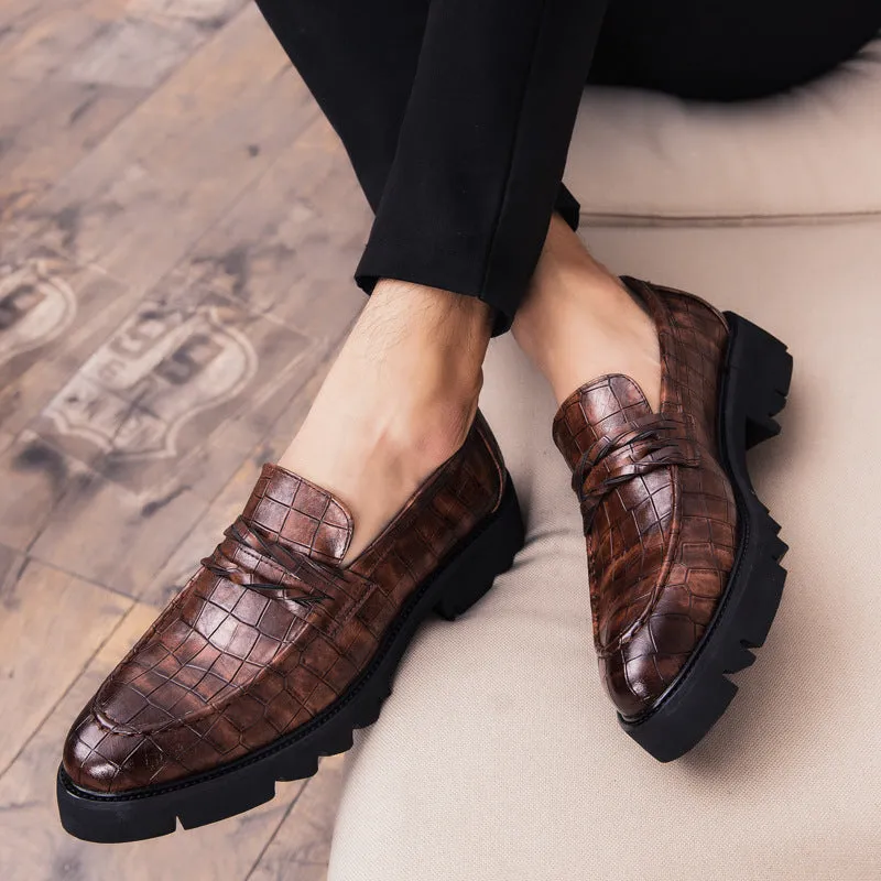 Crocodile Skin Look Thick Soles Men Loafer Shoes