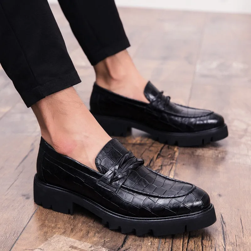 Crocodile Skin Look Thick Soles Men Loafer Shoes