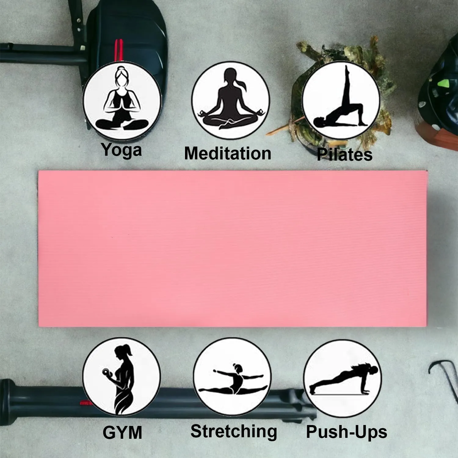 Kuber Industries Yoga Mat | Eva Foam Workout Mat | Anti-Skid Floor Exercise Mat | Carpet Mat for Gym-Fitness | Yoga Mat for Women | Yoga Mat for Men | 6 MM | Pink
