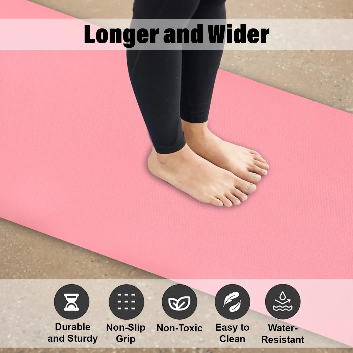 Kuber Industries Yoga Mat | Eva Foam Workout Mat | Anti-Skid Floor Exercise Mat | Carpet Mat for Gym-Fitness | Yoga Mat for Women | Yoga Mat for Men | 6 MM | Pink