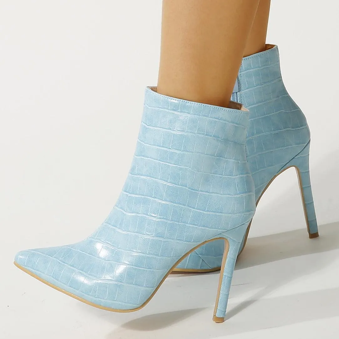 Pointed Toe PU Leather Ankle Boots