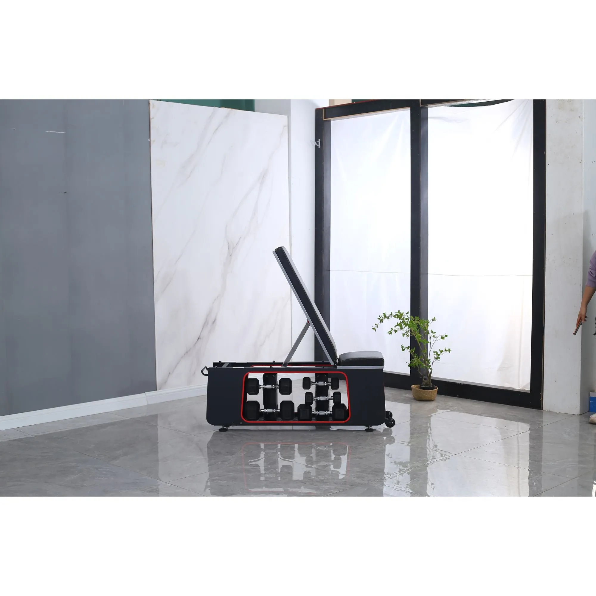 Weights adjustable studio storage HIIT bench